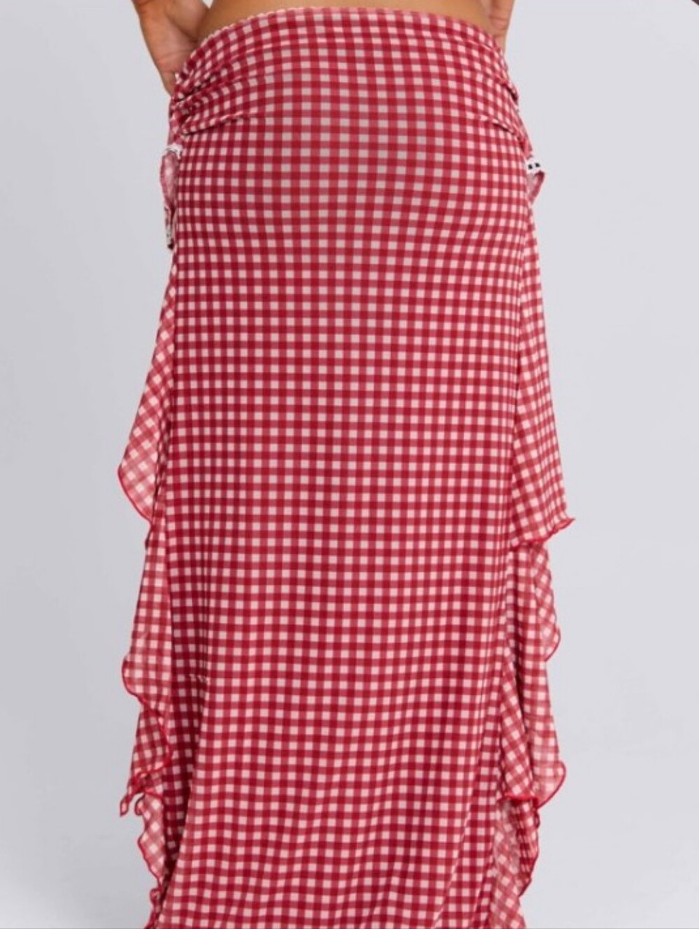 Red Gingham High-Low 2pc Ruffle Skirt Set🌸🩷🔥🔥🔥 - Picture 7 of 13